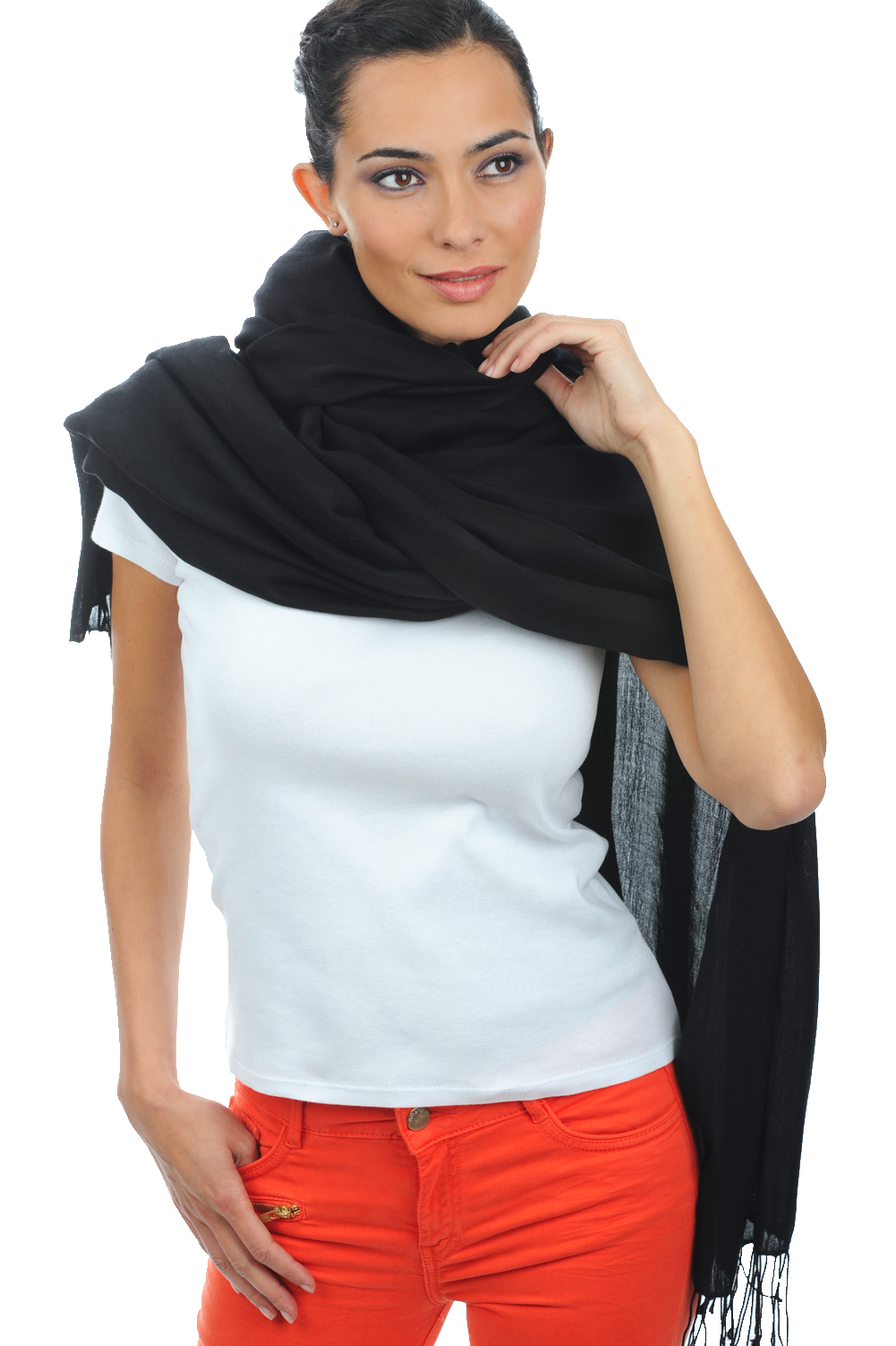Cashmere & Silk accessories shawls adele black 280x100cm